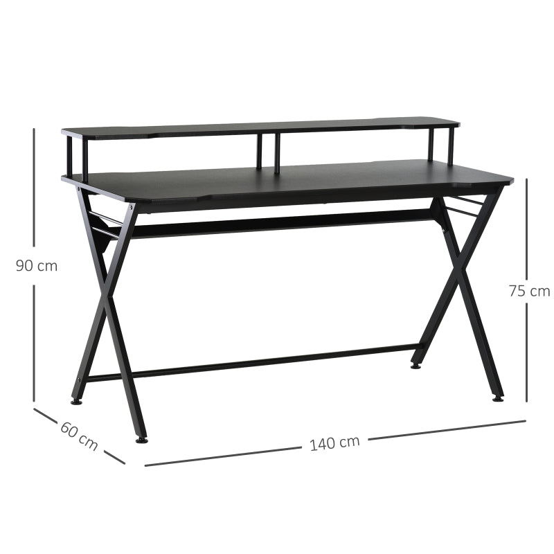 Gaming Desk Writing Racing Computer Table Workstation with Headphone Hook Curved Front Adjustable Feet for Home Office Use