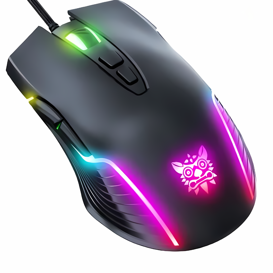Adjustable 6400 DPI Wired LED Gaming Mouse with Breathing LED Colors Black