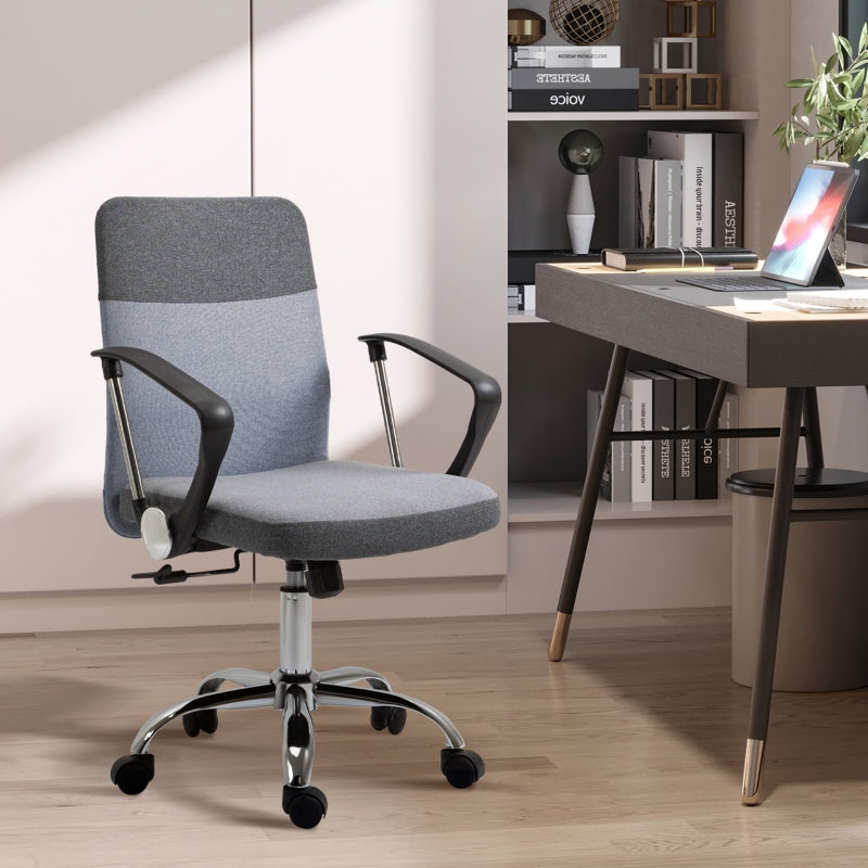 Office Chair gaming chair Linen Fabric Swivel Computer Desk Chair Home Study Adjustable Chair with Wheels, Grey