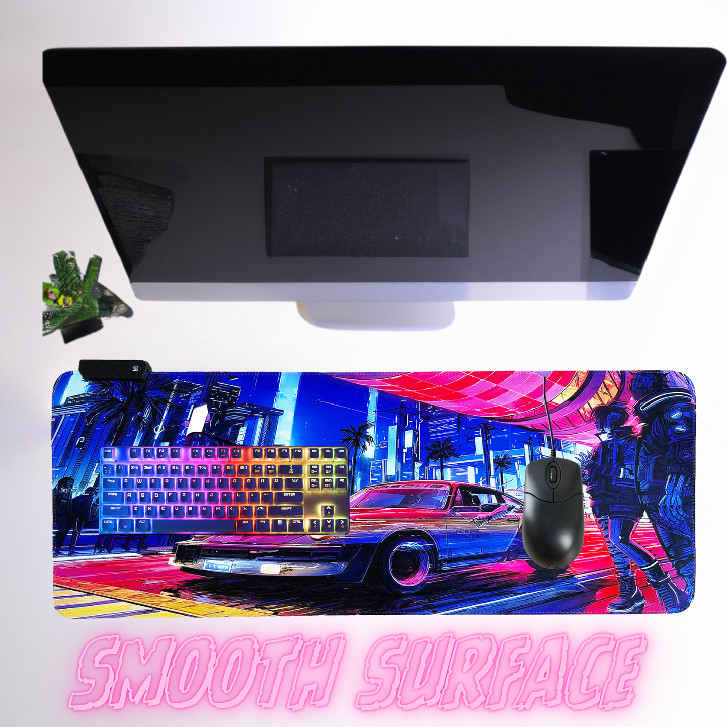 Cyberpunk Night City Dystopian DS3 LED Mouse Mat Mouse Pad 7 led lights smooth surface