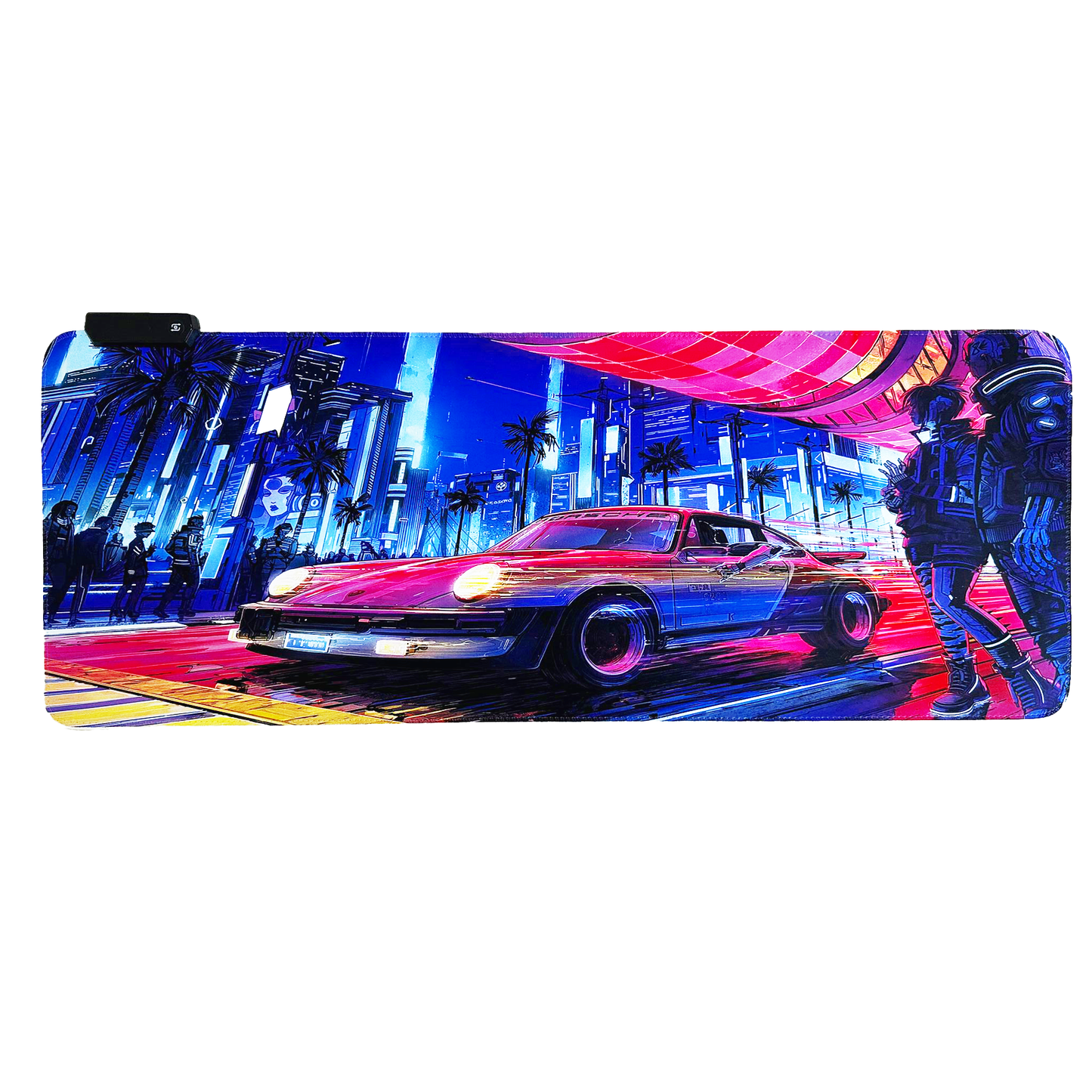 Cyberpunk Night City Dystopian DS3 LED Mouse Mat Mouse Pad 7 led lights smooth surface