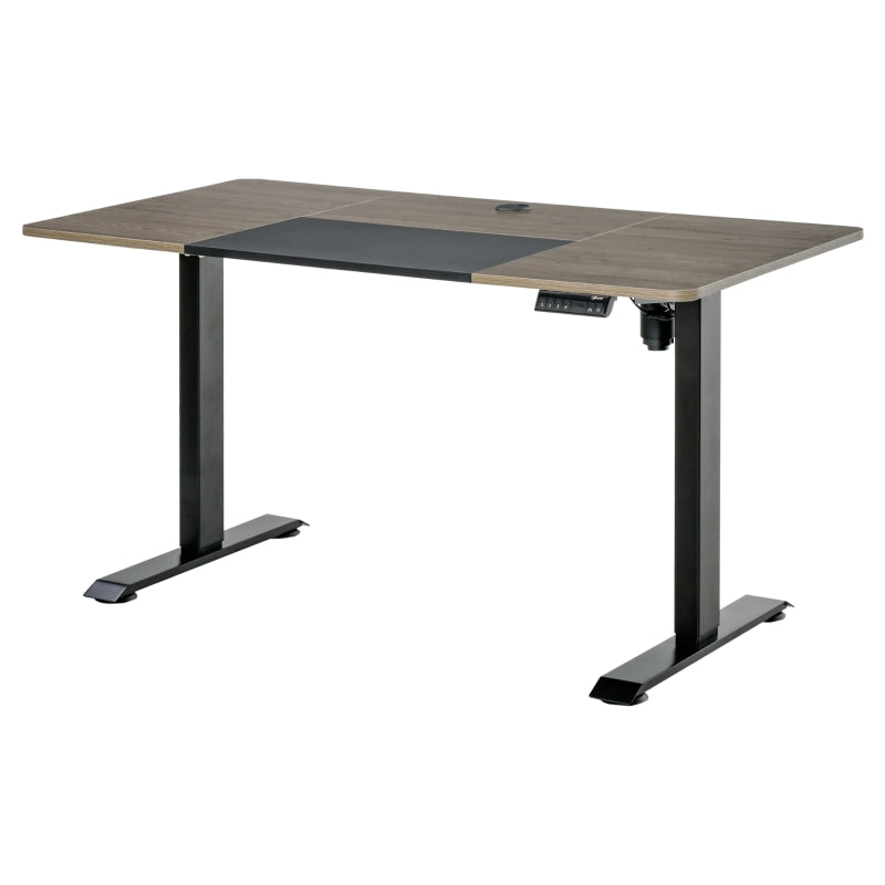 Electric Standing Desk, 140 x 70cm Height Adjustable Sit to Stand Desk with 4 Automatic Memory Preset Tabletop, Stand Up Desk for Home Office, (Black Frame + Teak Desktop)