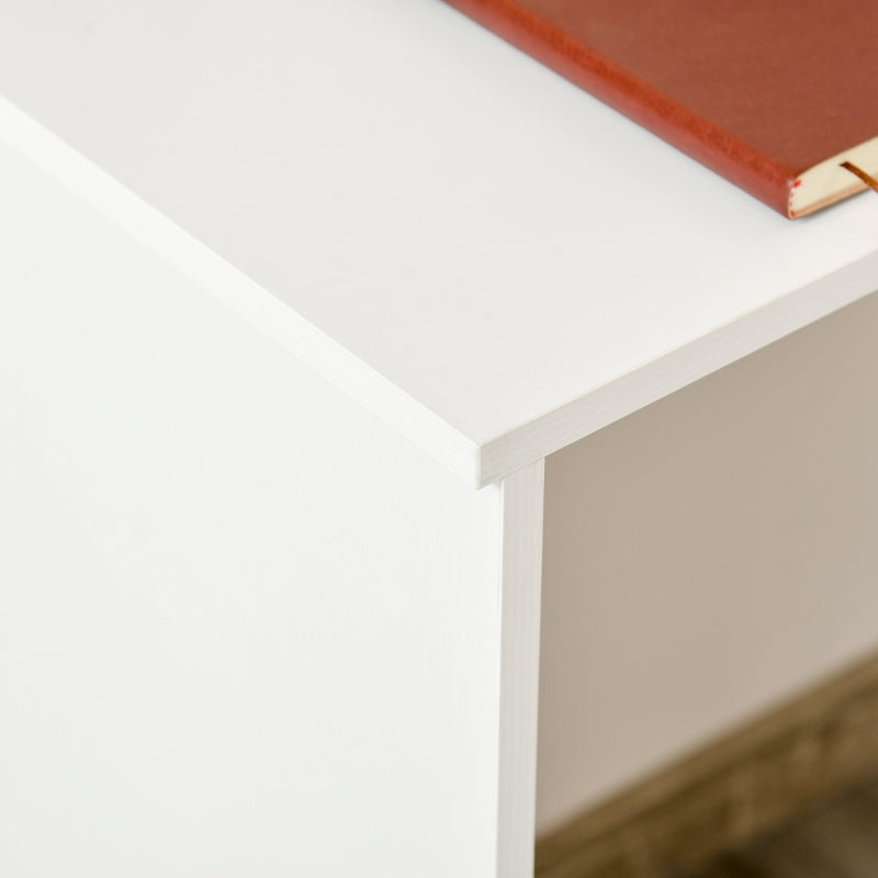 L-Shaped Desk Computer Corner Desk, Adjustable Dining Table with Storage Shelf and Drawer, Workstation for Home Office, White