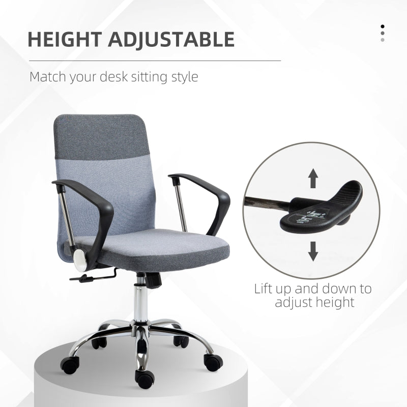 Office Chair gaming chair Linen Fabric Swivel Computer Desk Chair Home Study Adjustable Chair with Wheels, Grey