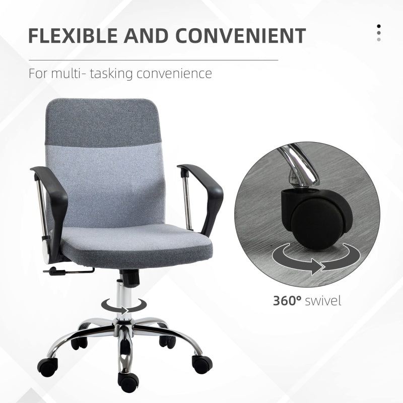 Office Chair gaming chair Linen Fabric Swivel Computer Desk Chair Home Study Adjustable Chair with Wheels, Grey