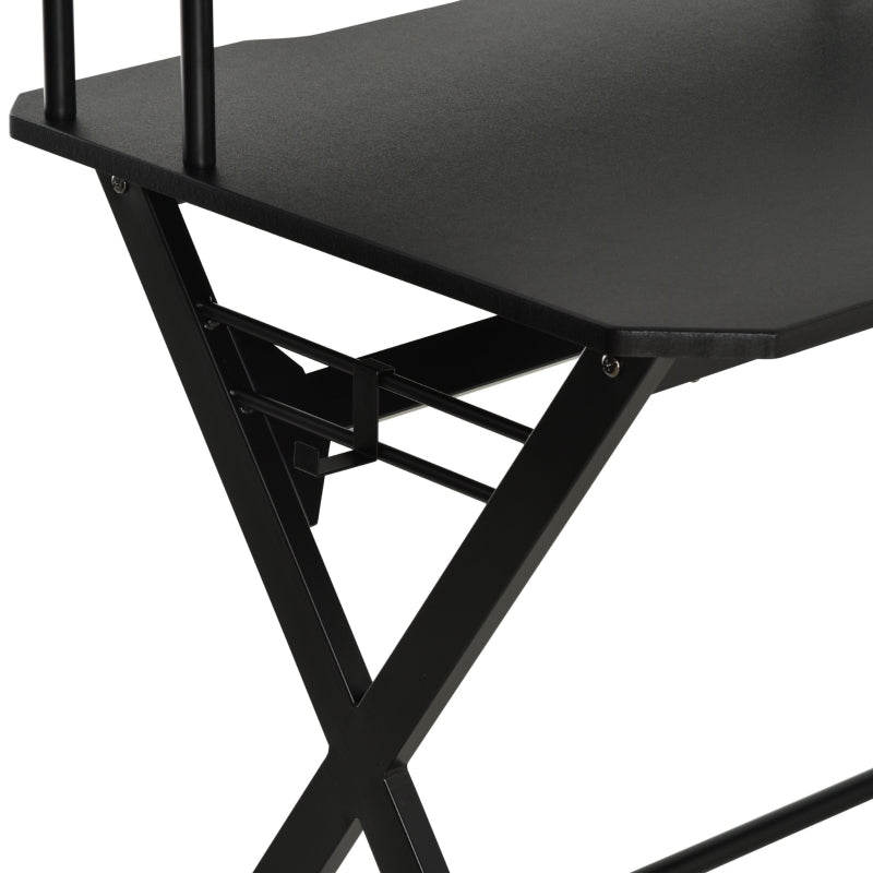 Gaming Desk Writing Racing Computer Table Workstation with Headphone Hook Curved Front Adjustable Feet for Home Office Use