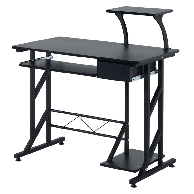 Computer Desk with Display Stand, Sliding Keyboard Tray Drawer and Host Box Shelf Home Office Workstation Black