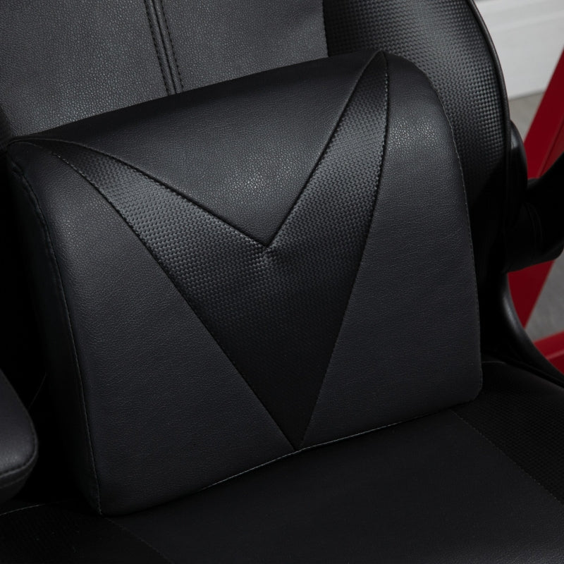 Video Gaming Chair with Lumbar Support, Racing Style Home Office Chair, Computer Chair with Swivel Base, Flip-up Armrest and Headrest, Black