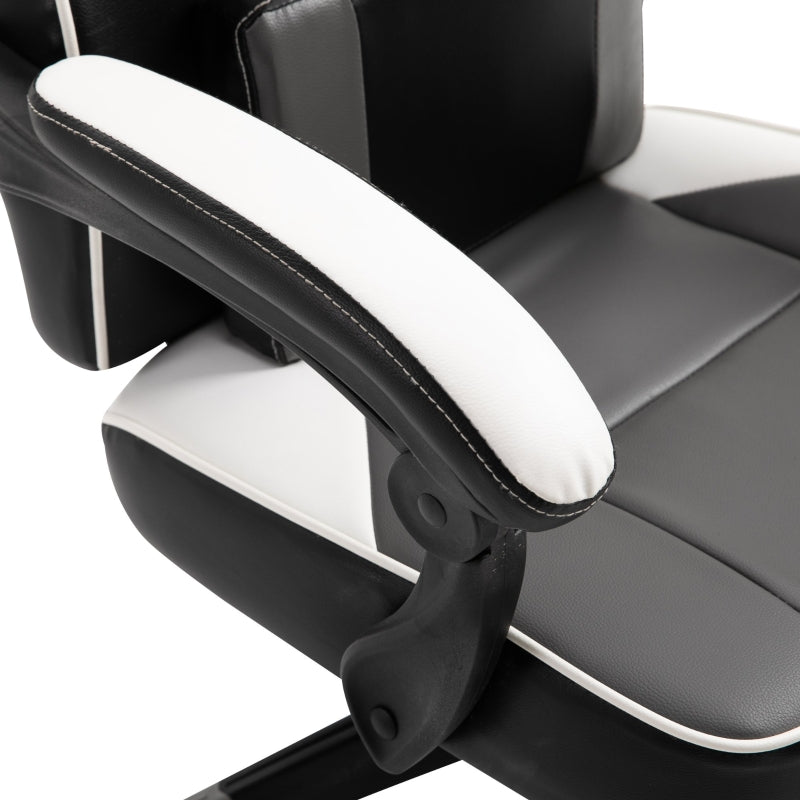 Gaming Chair Ergonomic Recliner w/ Thick Padding Footrest Headrest Lumbar Pillow 5 Wheels Racing Swivel Height Adjustable Home Office Chair Grey