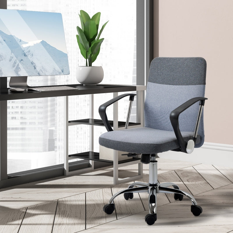 Office Chair gaming chair Linen Fabric Swivel Computer Desk Chair Home Study Adjustable Chair with Wheels, Grey