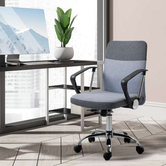 Office Chair gaming chair Linen Fabric Swivel Computer Desk Chair Home Study Adjustable Chair with Wheels, Grey