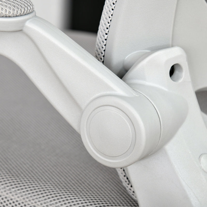 Mesh Office Gaming Chair for Home Swivel Task Desk Chair with Lumbar Back Support, Flip-Up Arm, Adjustable Height, White/Grey