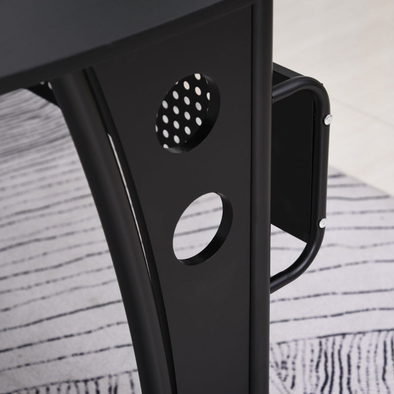 L-Shaped Corner Work Desk Gaming Office w/ Steel Frame CPU Rack Keyboard Tray Space-Saving Melamine Coating Computer Home Workstation Black