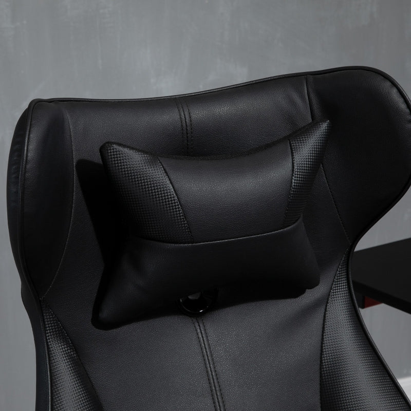 Video Gaming Chair with Lumbar Support, Racing Style Home Office Chair, Computer Chair with Swivel Base, Flip-up Armrest and Headrest, Black