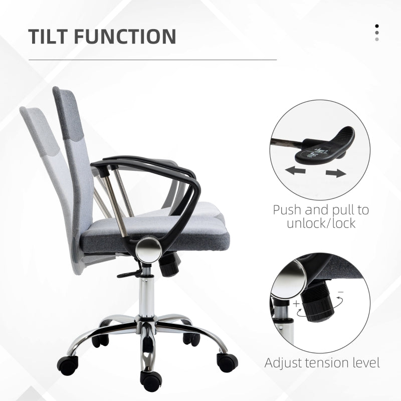 Office Chair gaming chair Linen Fabric Swivel Computer Desk Chair Home Study Adjustable Chair with Wheels, Grey