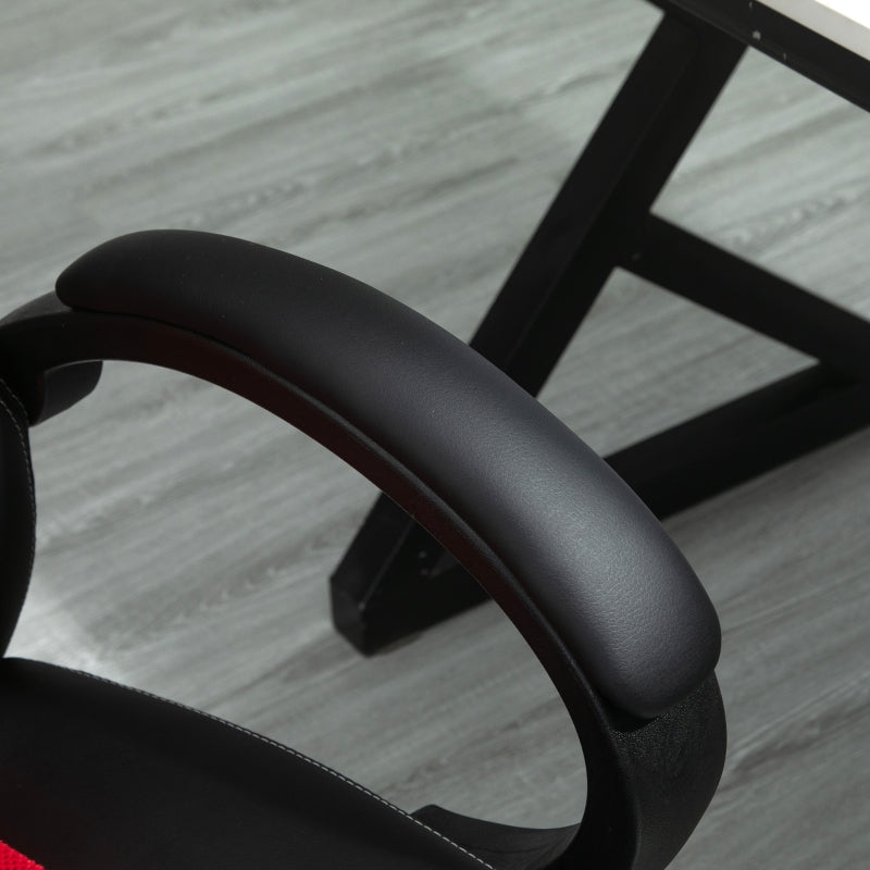 High Back Office Chair Gaming Chair Faux Leather Swivel Computer Desk Chair for Home Office with Wheels Armrests, Black & Red