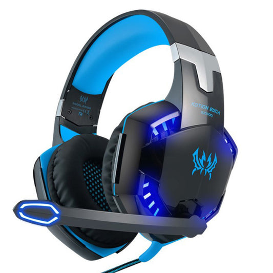 3.5mm LED Gaming Headset with MIC HiFi Headphones for Laptop Xbox - Black + Blue