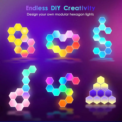 6 PCS LED RGB App controlled Hexagon Honeycomb Geometric Colourful Smart Wall Lights
