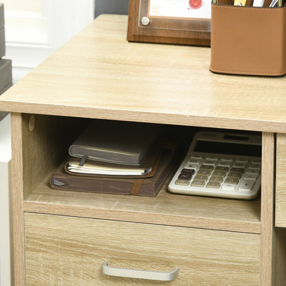 Computer Desk, Home Office Desk with Lockable Drawer, Storage Shelf for Study Bedroom, 110 x 50 x 76 cm, Oak