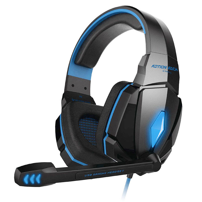 Pro LED Gaming Headset Stereo 3.5mm Wired Headphone - Black+Blue