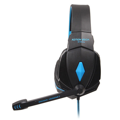Pro LED Gaming Headset Stereo 3.5mm Wired Headphone - Black+Blue