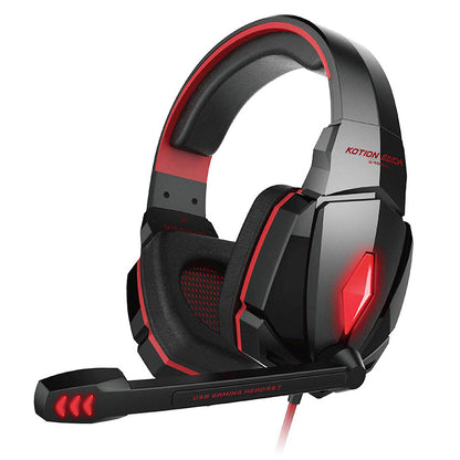 Pro LED Gaming Headset Stereo 3.5mm Wired Headphone - Red+Black