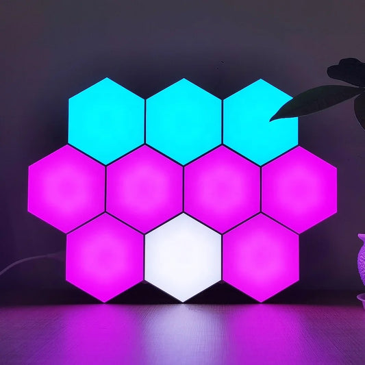 6 PCS LED RGB App controlled Hexagon Honeycomb Geometric Colourful Smart Wall Lights