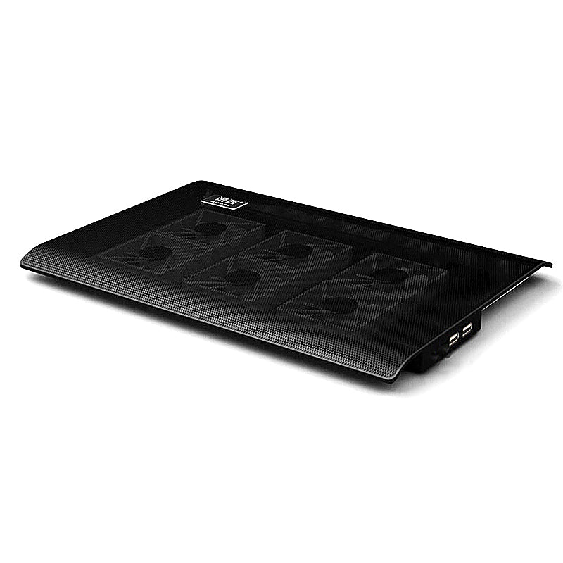 6 Fans Notebook Laptop Cooler USB Cooling Pad Cooler Mat for Laptops Sized 10-17 inches in Sleek Black.