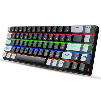 V800 68 Keys Keycap RGB Lighting Effect Metal Panel Blue-Switch Mechanical Keyboard