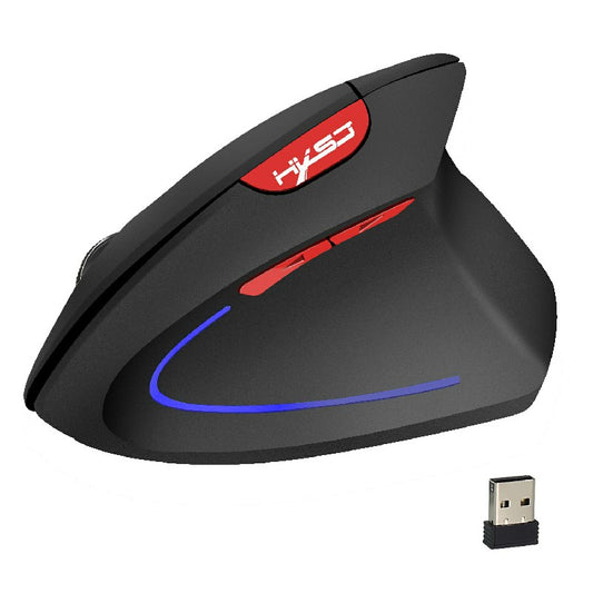 2.4GHz Wireless 4-Keys 2400 DPI Adjustable Ergonomics Optical Vertical Mouse in Striking Black / Red