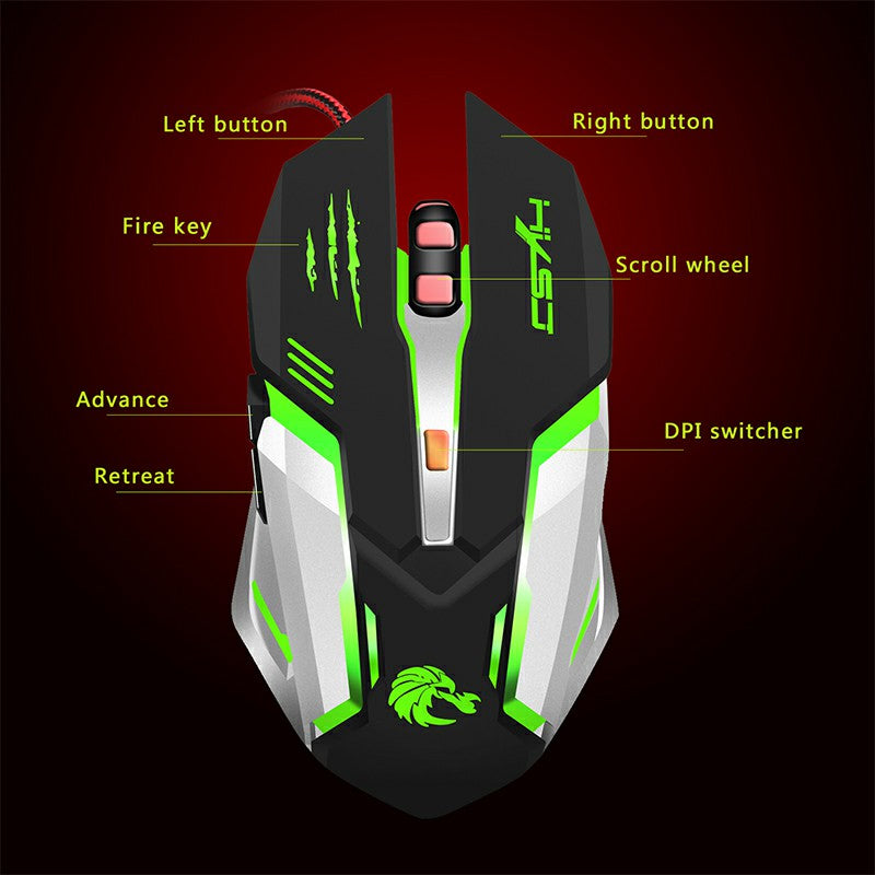 Professional Gaming Mouse with 7 Bright Colors LED Backlit 5500 dpi Optical Wired Gaming Mouse