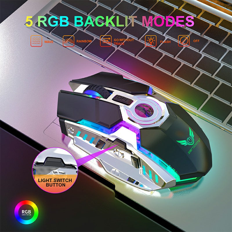 T30 2.4GHz Wireless 4-Keys 1600 DPI Adjustable Ergonomics Optical Vertical Mouse RGB Glowing Mouse
