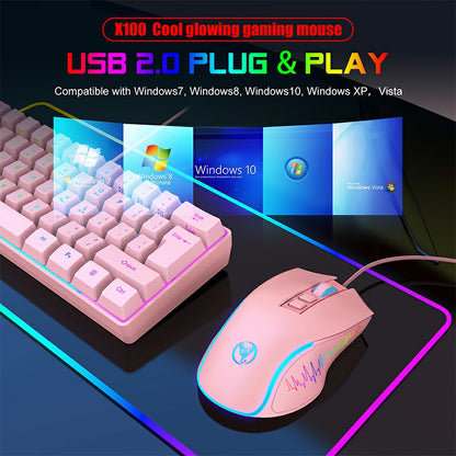 3600 DPI RGB Lighting Wired LED Changeable Colours Programmable Pink Gaming Mouse - Pink