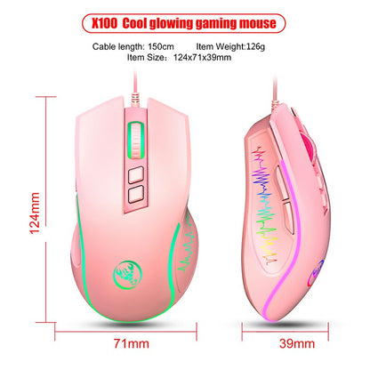 3600 DPI RGB Lighting Wired LED Changeable Colours Programmable Pink Gaming Mouse - Pink