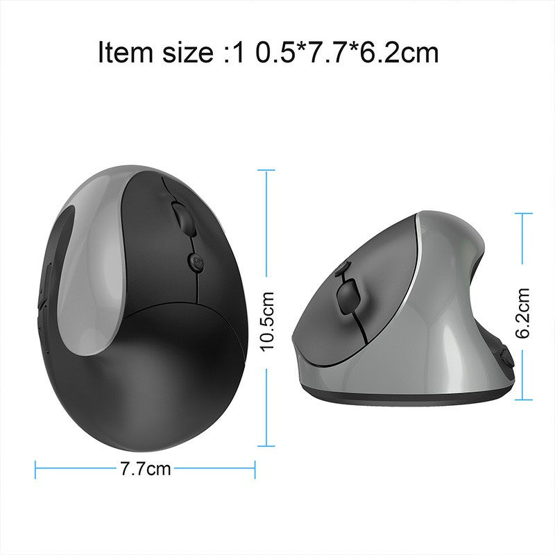X10-2.4G Wireless 6-Keys DPI Adjustable Ergonomics Mouse Optical Vertical Mouse in Sleek Grey.