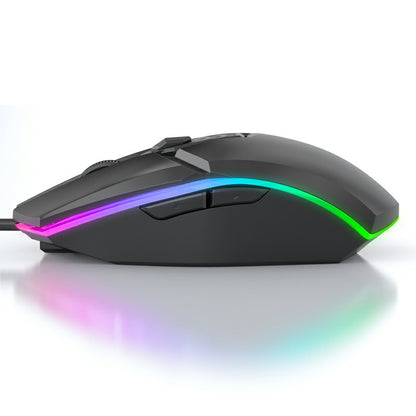 1600dpi RGB Lighting Gaming Wired Mouse with Silent Buttons - Black