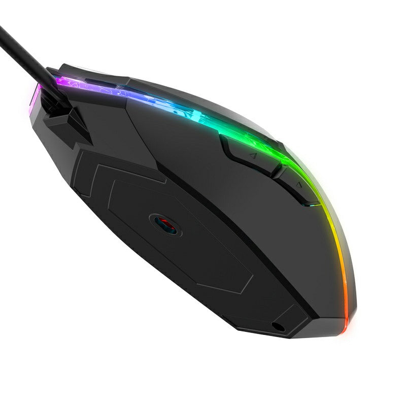 1600dpi RGB Lighting Gaming Wired Mouse with Silent Buttons - Black