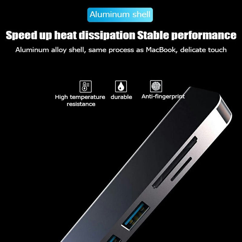 USB C Hub 6 in 1 Multiport Adapter 4K HDMI Video PD Charging SD/TF Card Slot for MacBook Phone Type C Equipment