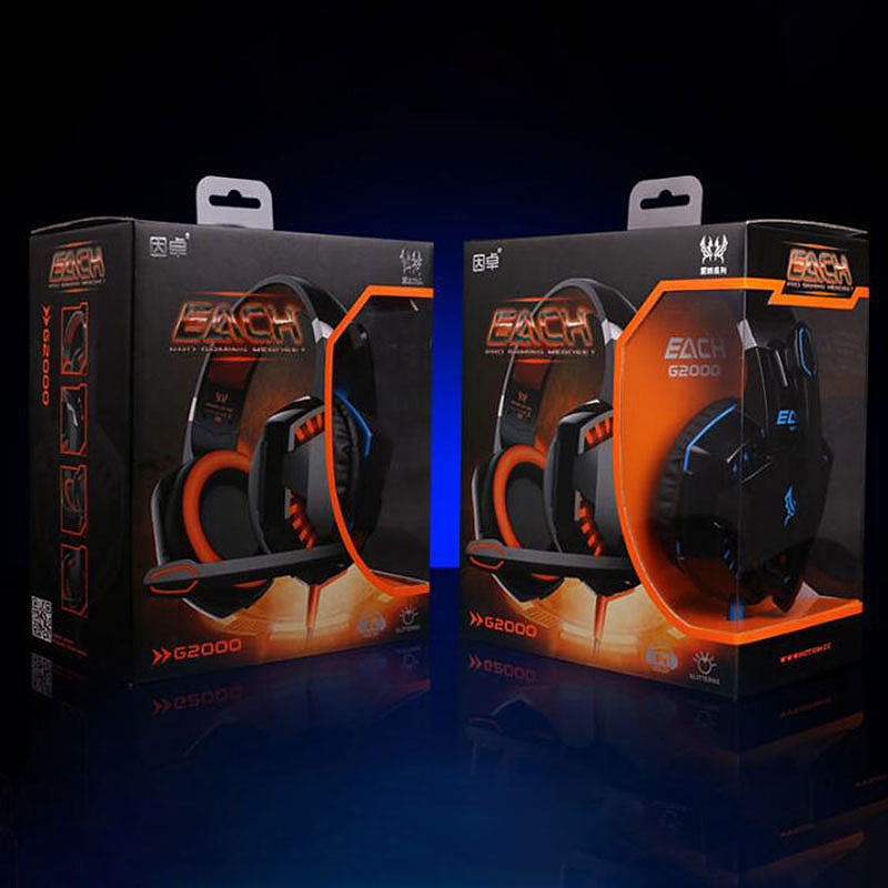 3.5mm LED Gaming Headset with MIC HiFi Headphones for Laptop Xbox - Black + Blue