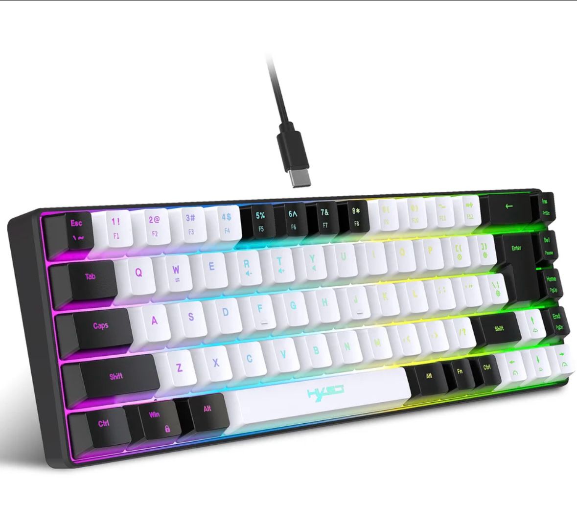 RGB Mechanical Gaming Keyboard White-Black 68 Key Red-Switch Blue-Switch ABS Caps Wired Membrane Gaming Office