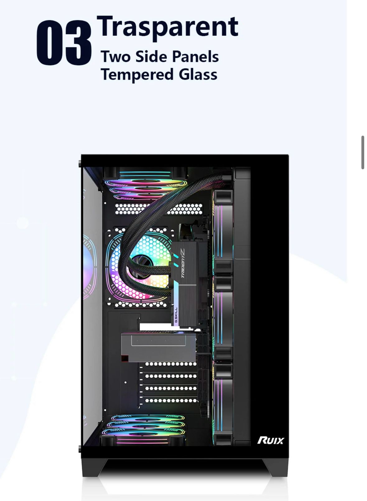 Two Panel Black Transparent Tempered Glass 0.7mm SPCC Cool OEM Design Computer Accessories USB3.0 ATX Mid Tower PC Case