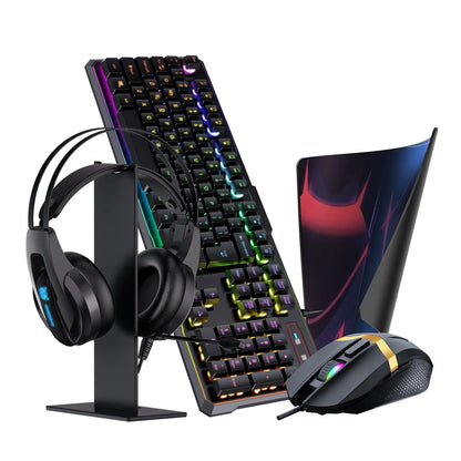 5 IN 1 Black Computer RGB Gaming Keyboard Mouse And Mouse Pad Gaming Keyboard Combo With Mouse Gift Set