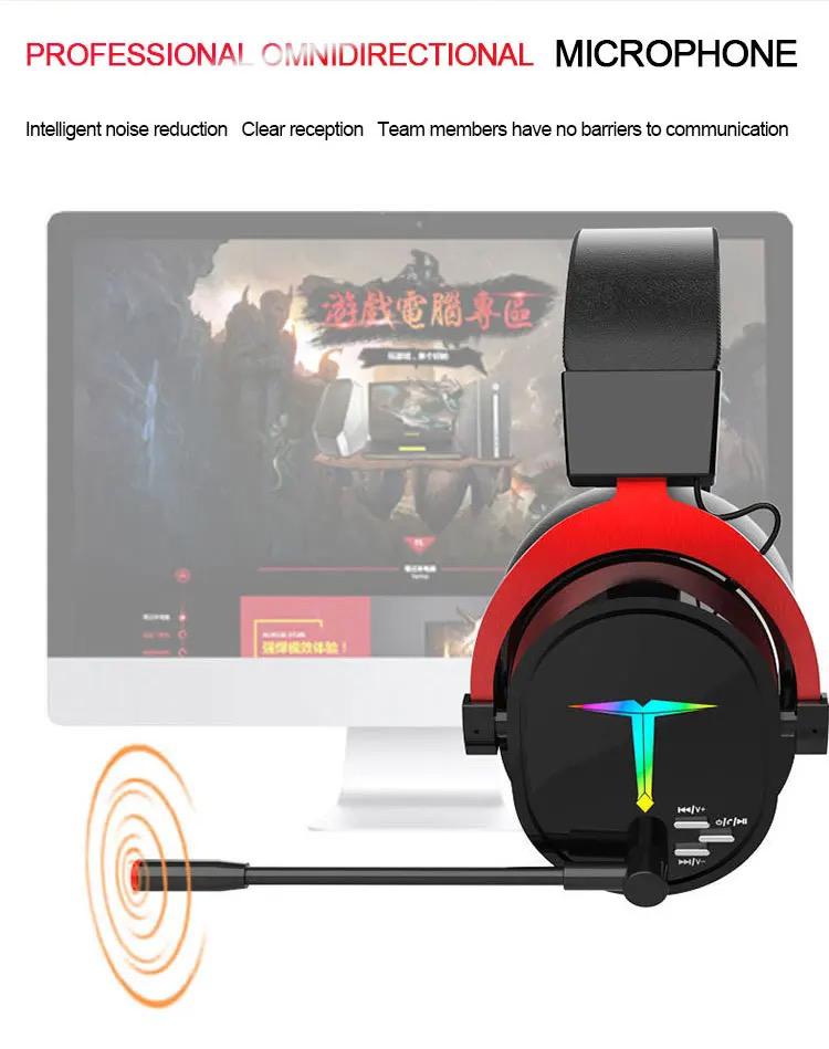 2.4G wireless PC gaming headset headphones microphone led light up