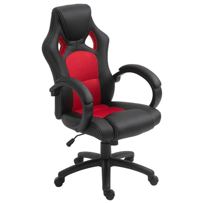 High Back Office Chair Gaming Chair Faux Leather Swivel Computer Desk Chair for Home Office with Wheels Armrests, Black & Red