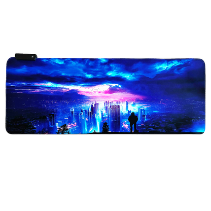 Cyberpunk Night City Dystopian DS4 LED Mouse Mat Mouse Pad 7 led lights smooth surface