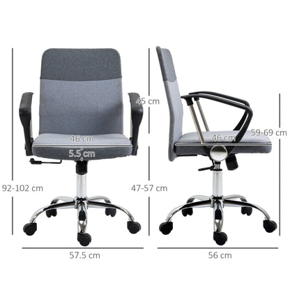 Office Chair gaming chair Linen Fabric Swivel Computer Desk Chair Home Study Adjustable Chair with Wheels, Grey