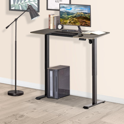 Electric Standing Desk, 140 x 70cm Height Adjustable Sit to Stand Desk with 4 Automatic Memory Preset Tabletop, Stand Up Desk for Home Office, (Black Frame + Teak Desktop)