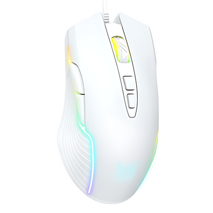 Adjustable 6400 DPI Wired LED Gaming Mouse with Breathing LED Colors White