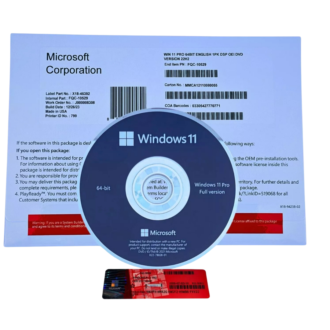 Microsoft Windows 11 Pro 64 BIT DSP OEI DVD Version 23H2