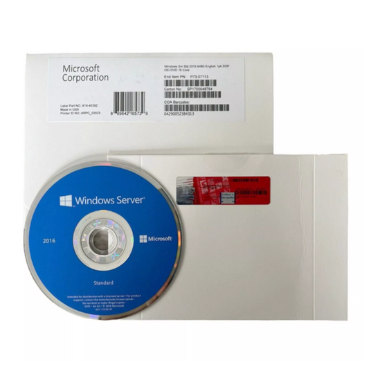 Microsoft Windows Server 2016 64 BIT Standard 16 Core DVD